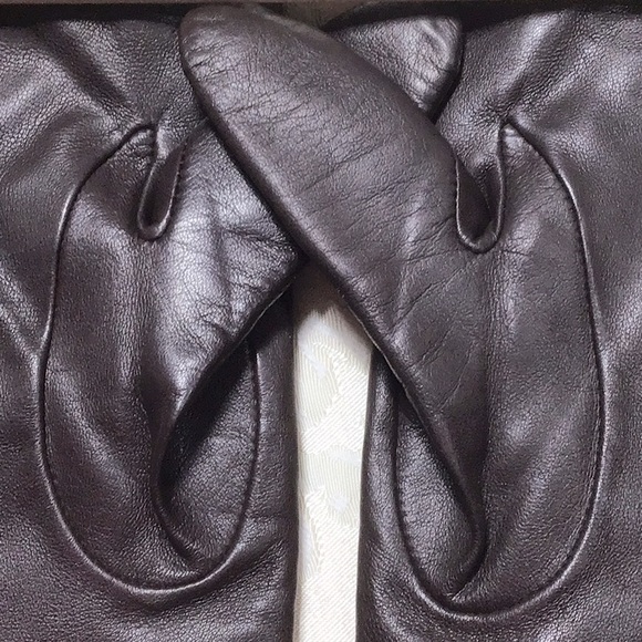 Lord & Taylor Brown Leather Cashmere Lined Gloves - Picture 7 of 8